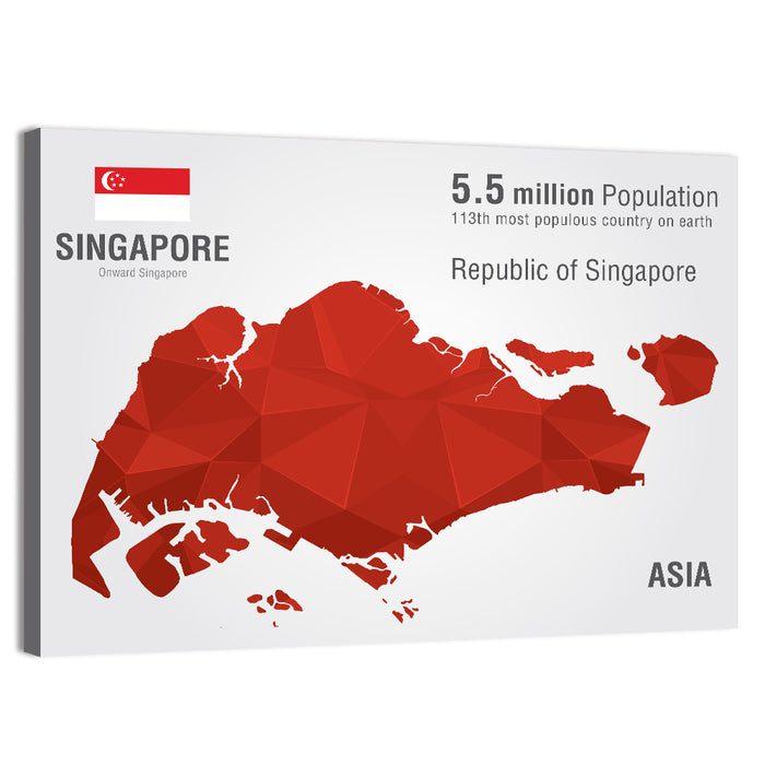 Singapore Low-poly Map Wall Art as a canvas print