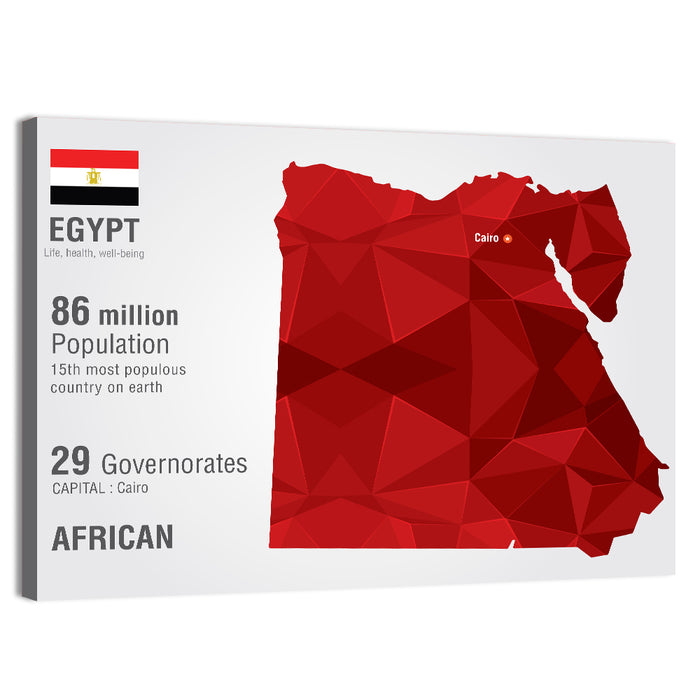 Egypt Geometric Map Wall Art as a canvas print