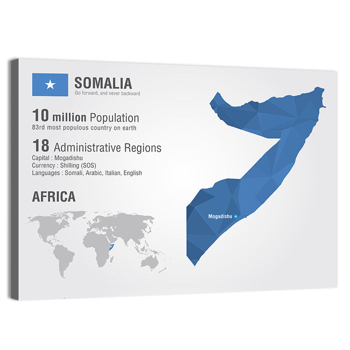 Somalia Geometric Map Wall Art as a canvas print