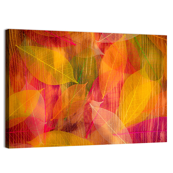 Translucent Autumn Leaf Veins Wall Art as a canvas print