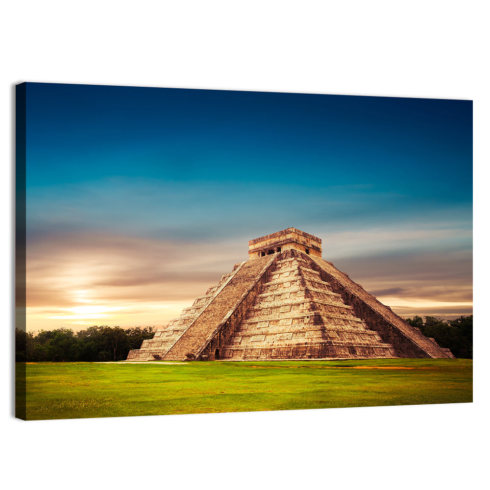 Temple of Kukulkan, Chichen Itza Wall Art, canvas print, landscape