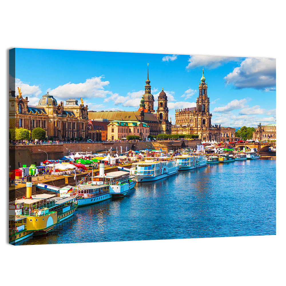 Dresden Elbe River Embankment Wall Art, canvas print, landscape