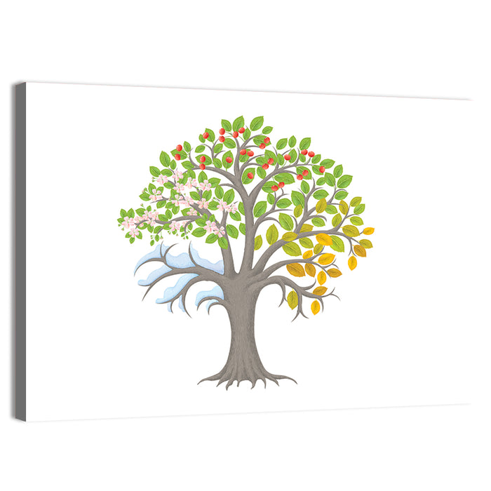 Minimalist Four Seasons Tree Wall Art as a canvas print