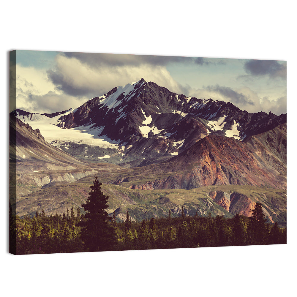 Snow Capped Alaska Peak Wall Art, canvas print, landscape