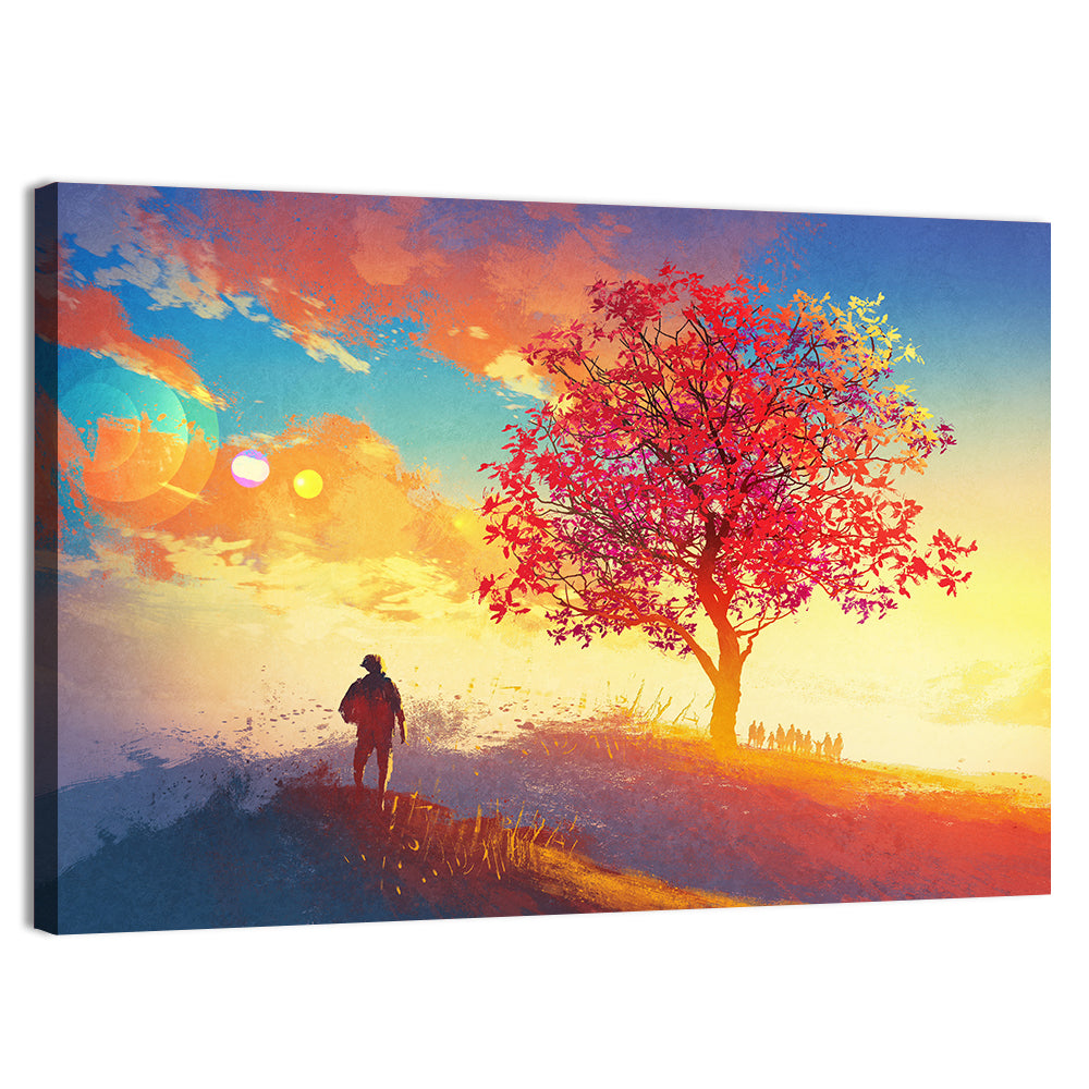 Surreal Autumn Dusk Landscape Wall Art, canvas print, landscape