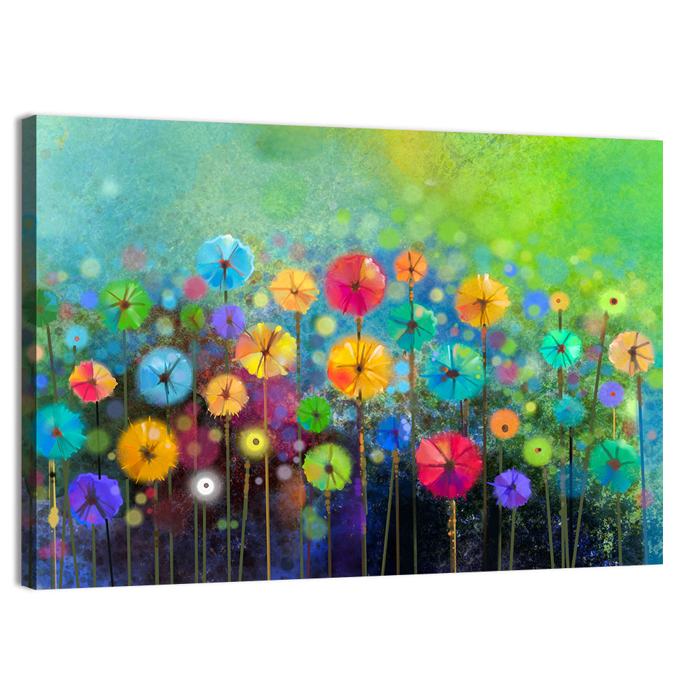 Stylized Flower Meadow Watercolor Wall Art, canvas print, landscape