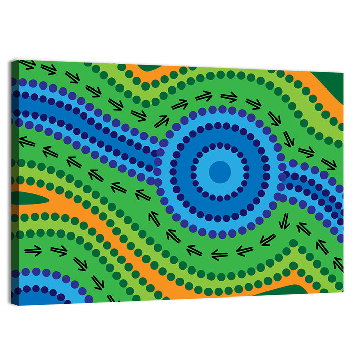 Concentric Dotted Lake Wall Art as a canvas print