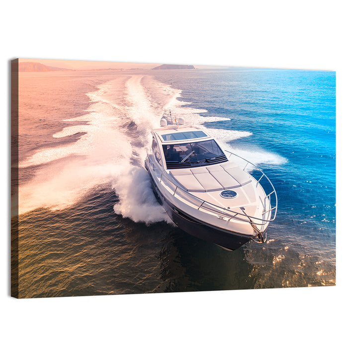 Luxury Motorboat in Motion Wall Art as a canvas print