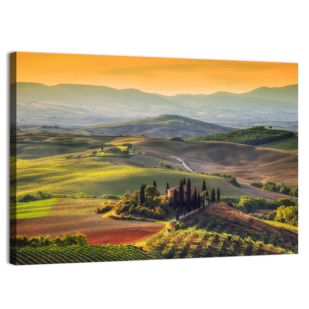 Val D'orcia Sunset Hills Wall Art, canvas print, landscape