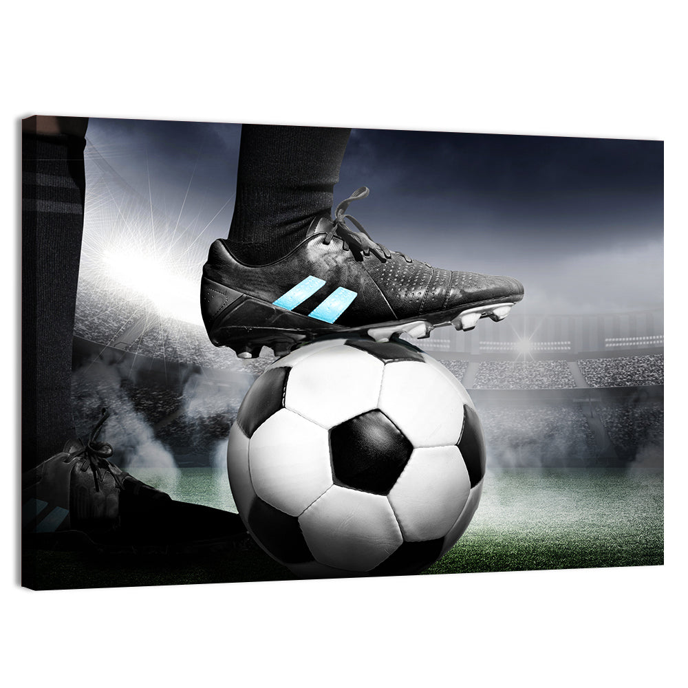 Low Angle Soccer Cleat Close Up Wall Art, canvas print, landscape