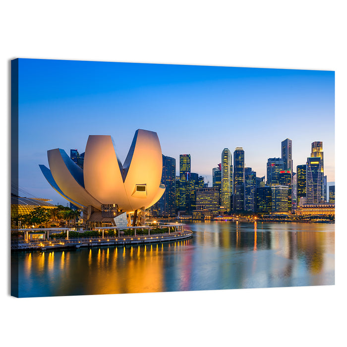 Singapore Marina Skyline at Dusk Wall Art as a canvas print