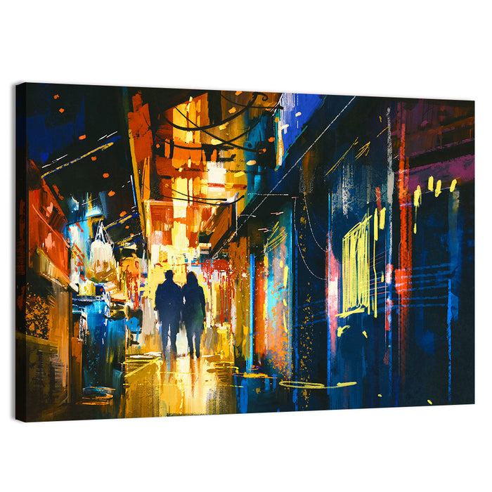 Couple in Narrow Alleyway Wall Art as a canvas print