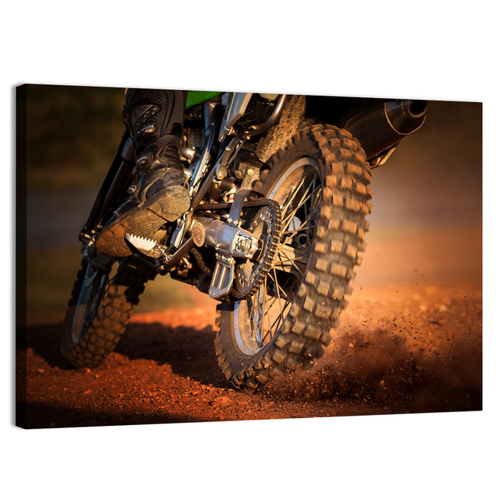 Enduro Dirt Bike Action Close-up Wall Art as a canvas print