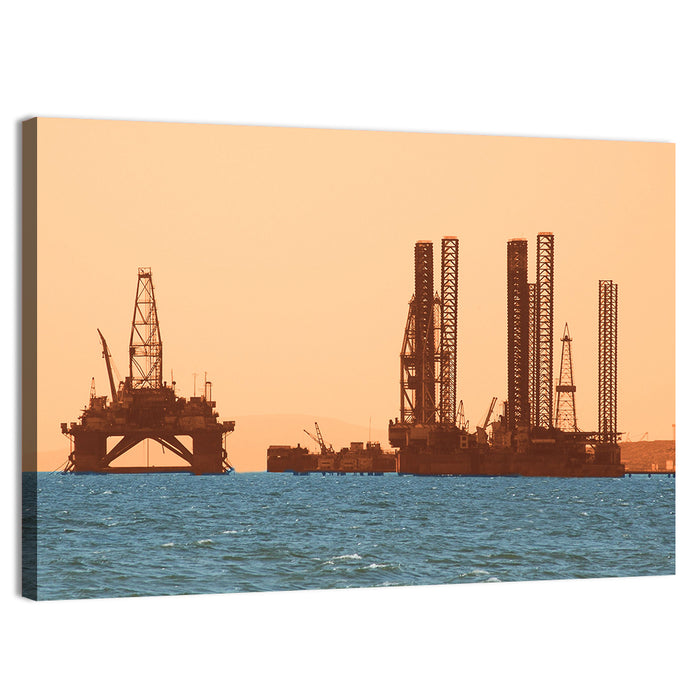 Baku Oil Rigs at Sunset Wall Art as a canvas print