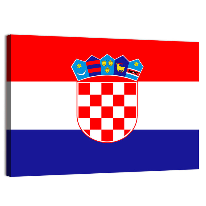 Croatian Flag with Coat of Arms Wall Art as a canvas print