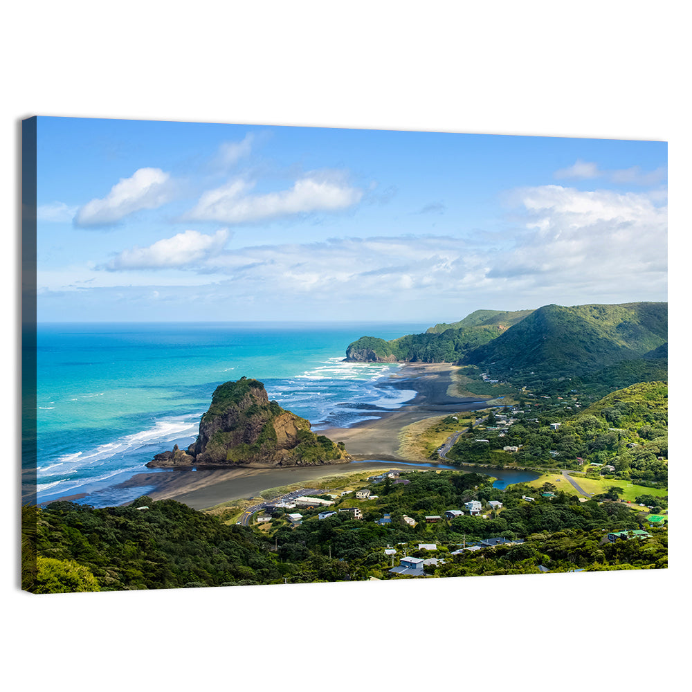 Lion Rock at Piha Beach Wall Art, canvas print, landscape