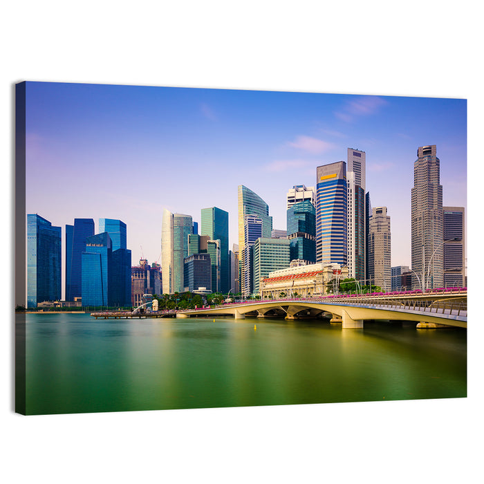 Singapore Skyline with Esplanade Bridge Wall Art as a canvas print