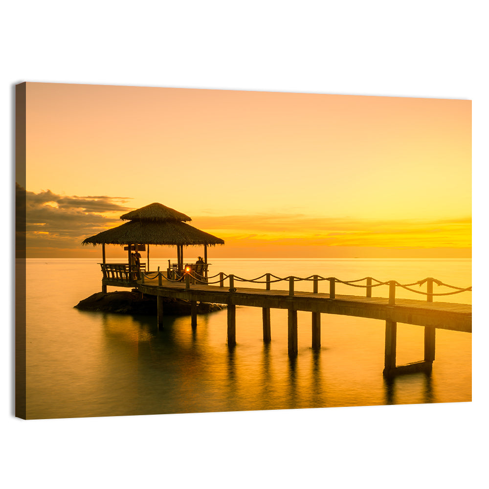 Phuket Wooden Pier at Sunset Wall Art, canvas print, landscape