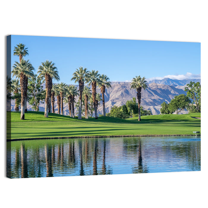 Palm Desert Golf Course with Lake Wall Art as a canvas print