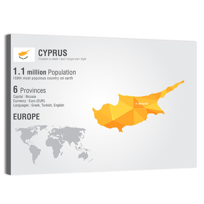 Cyprus Low-poly Map Wall Art as a canvas print