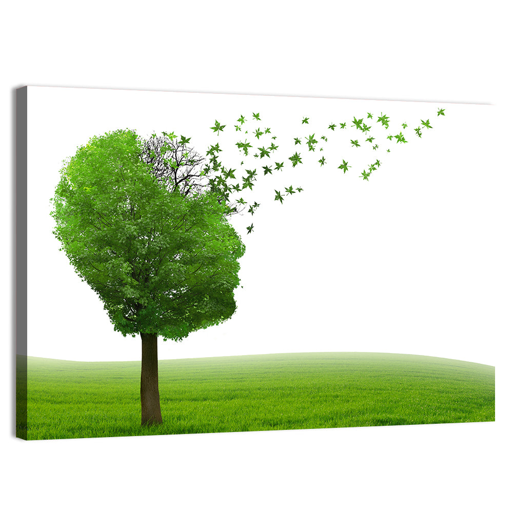 Memory Loss Tree Profile Wall Art, canvas print, landscape