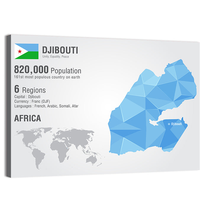 Djibouti Geometric Infographic Map Wall Art as a canvas print
