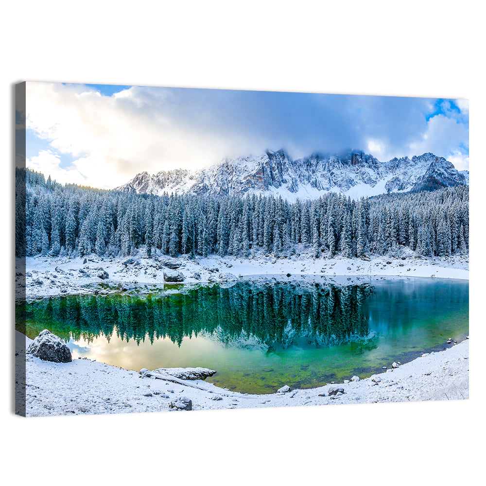 Snowy Mountain Lake Reflection Wall Art, canvas print, landscape