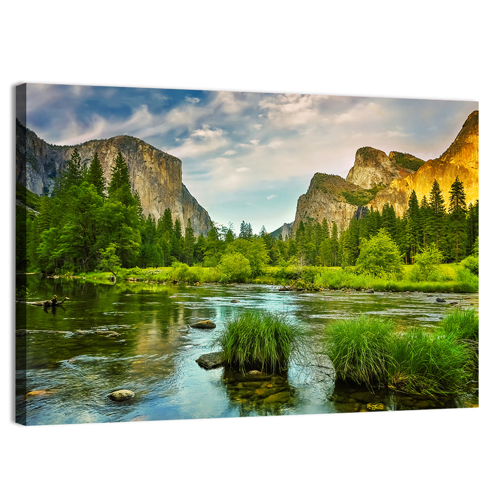 Yosemite Valley River Wall Art, canvas print, landscape