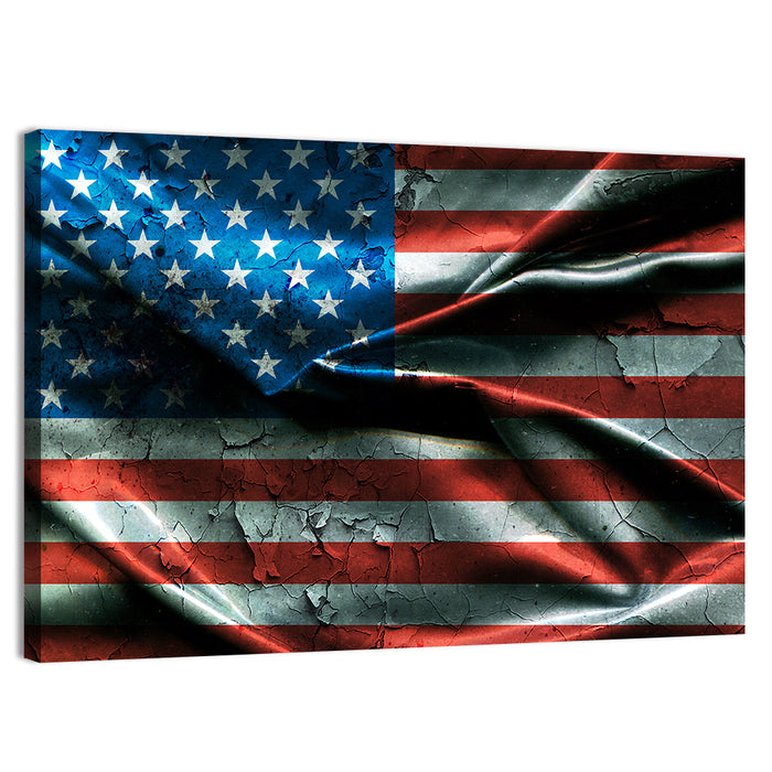 Distressed American Flag Wall Art as a canvas print