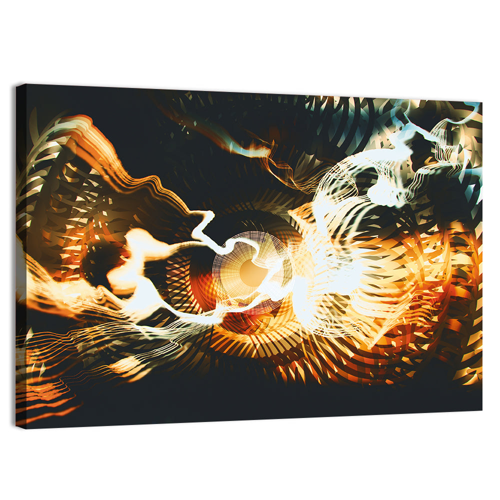 Golden Fractal Vortex Wall Art, canvas print, landscape