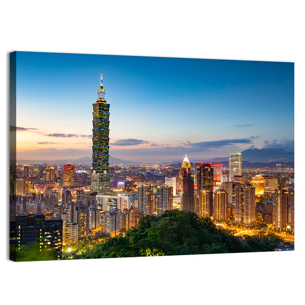 Taipei Skyline at Dusk Wall Art, canvas print, landscape