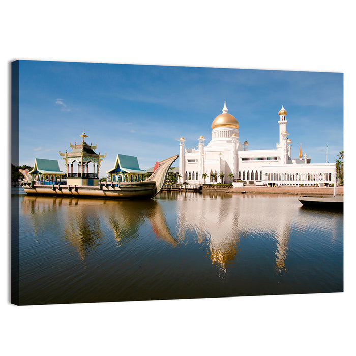 Sultan Omar Ali Saifuddien Mosque Reflection Wall Art as a canvas print