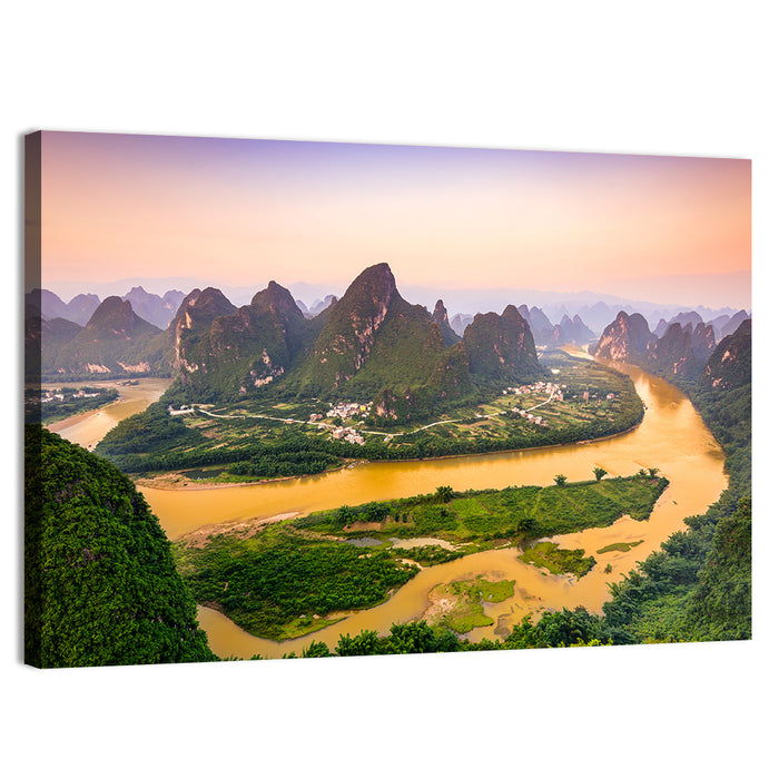 Xingping Karst Mountains Wall Art as a canvas print