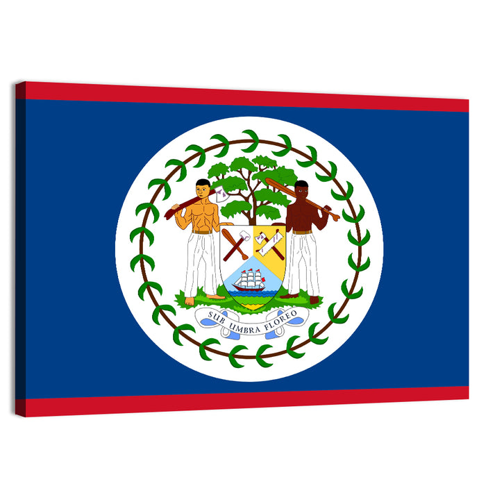 Belize National Flag Emblem Wall Art as a canvas print
