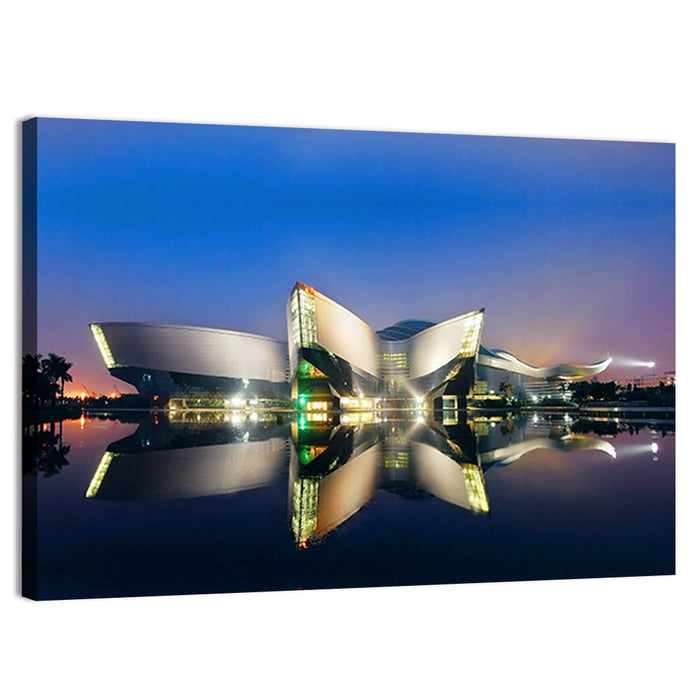 Guangdong Science Center Night Reflection Wall Art as a canvas print