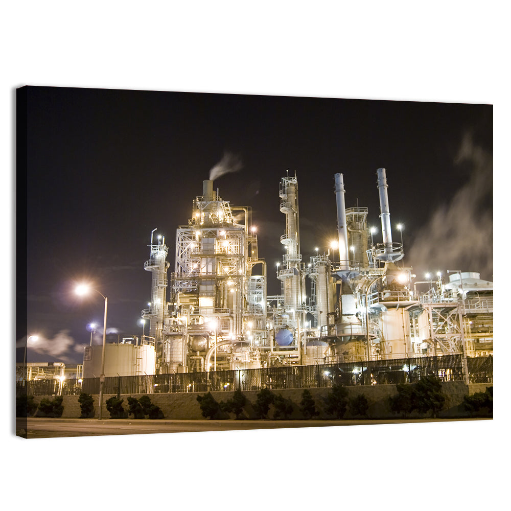 Industrial Refinery Nightscape Wall Art, canvas print, landscape
