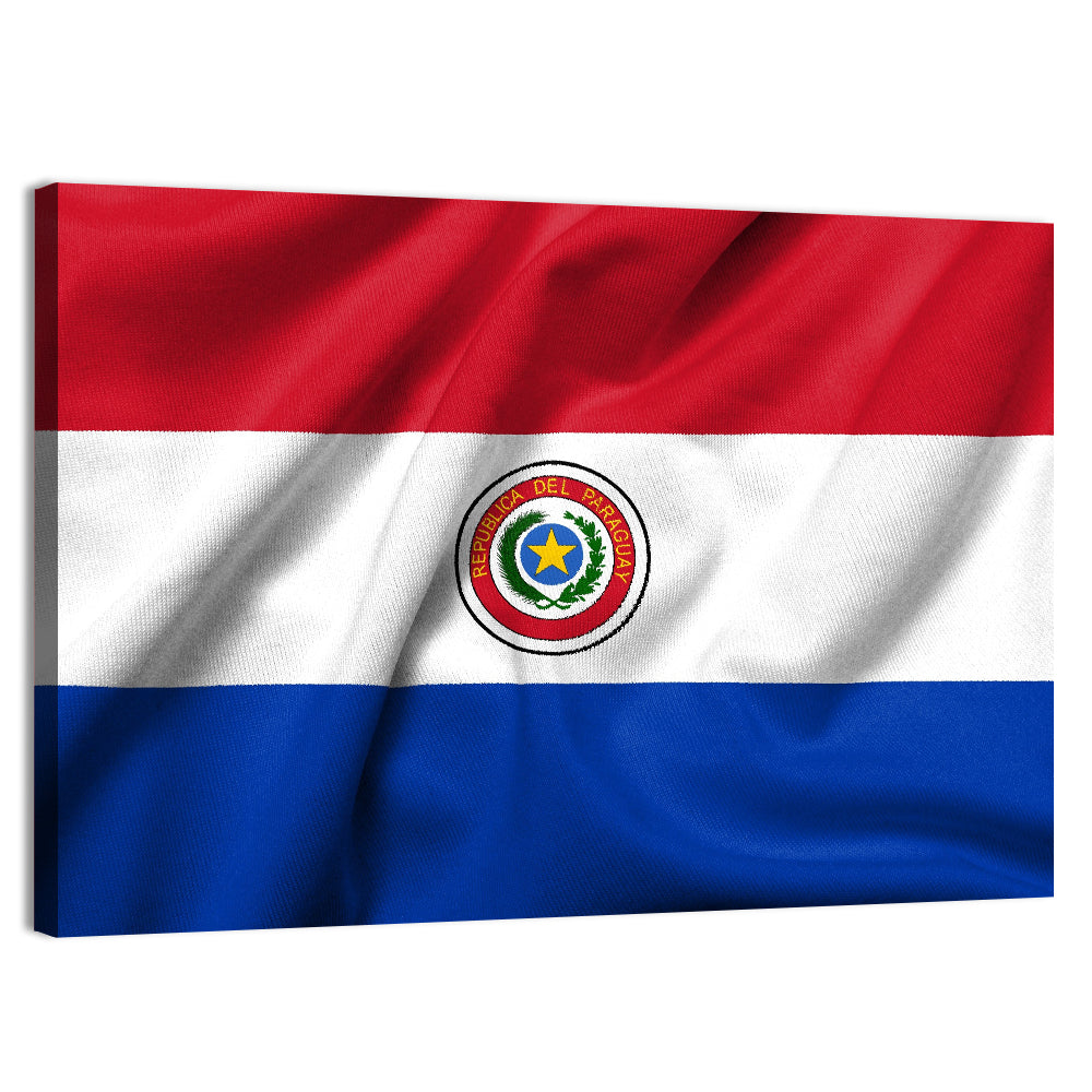 Paraguay Flag with Emblem Wall Art, canvas print, landscape