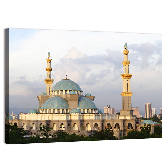 Federal Territory Mosque with Blue Domes Wall Art as a canvas print