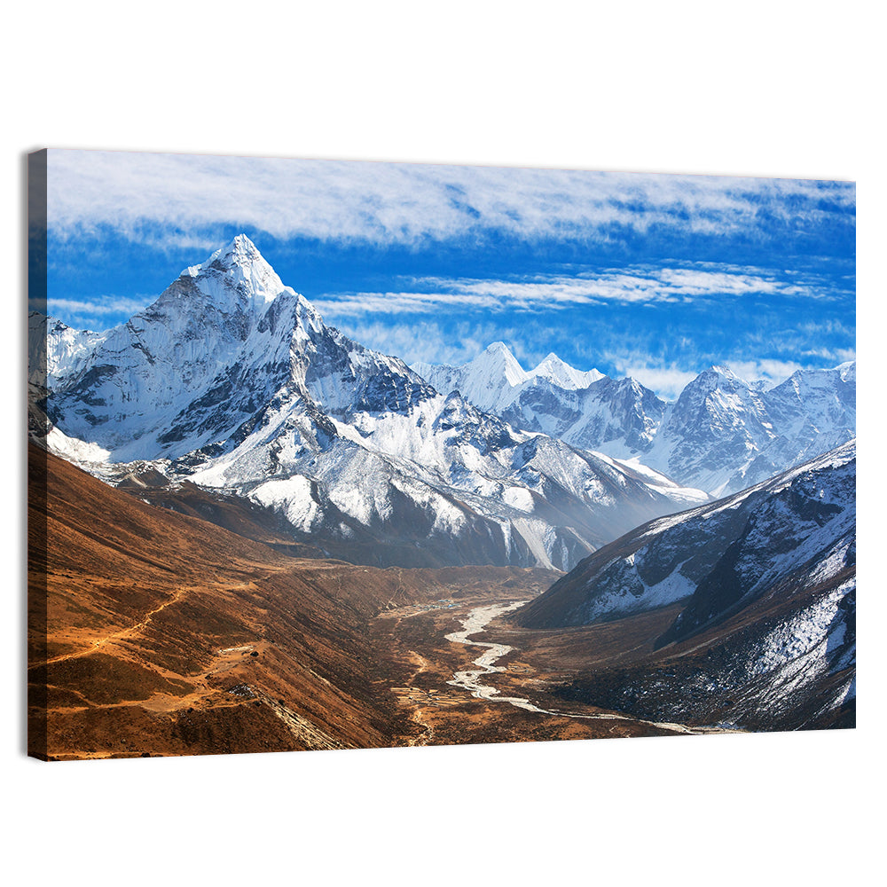 Ama Dablam Valley View Wall Art, canvas print, landscape