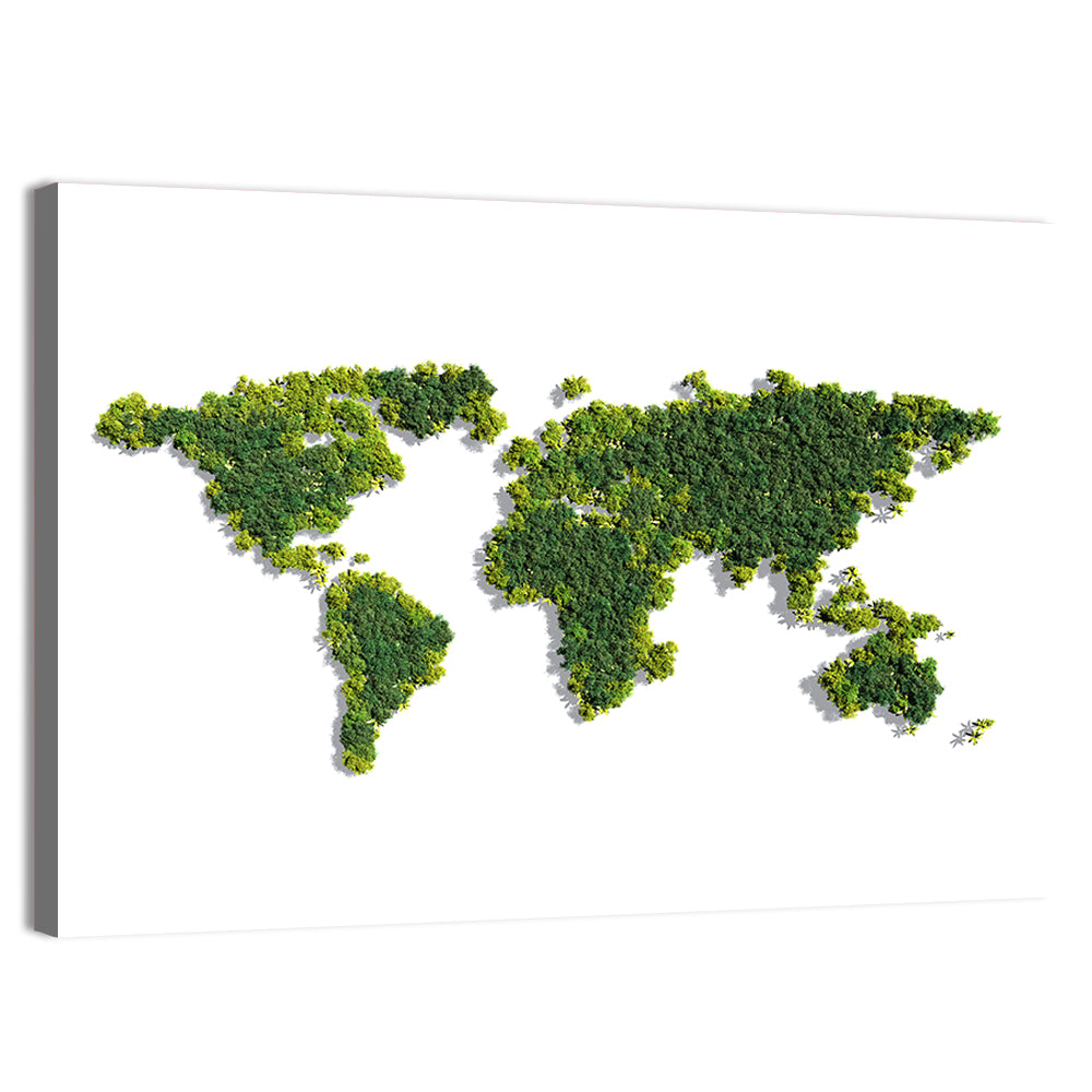 Forest Canopy World Map Wall Art, canvas print, landscape