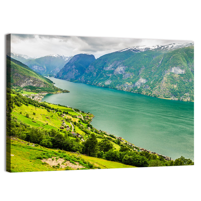Aurlandsfjord Valley Panorama Wall Art as a canvas print