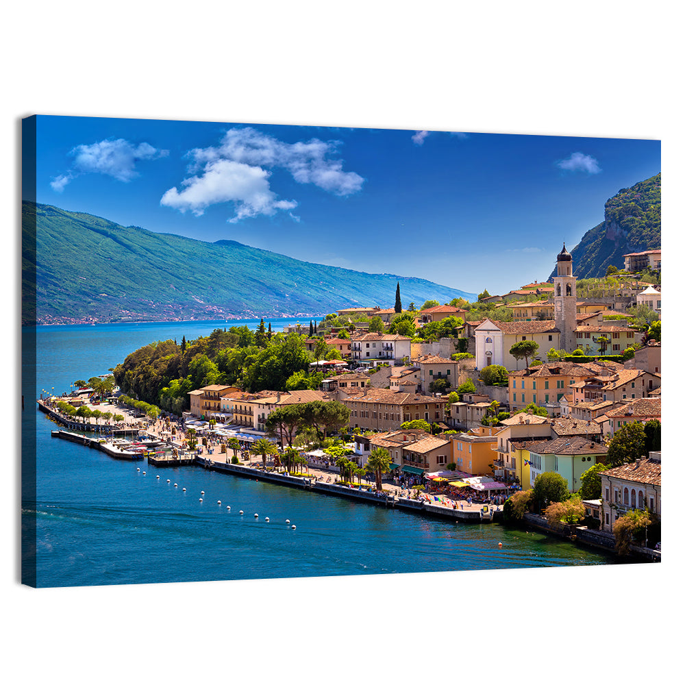 Limone Sul Garda Waterfront View Wall Art, canvas print, landscape