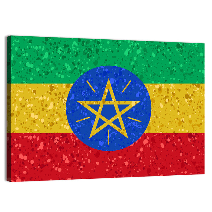 Ethiopian Flag Emblem Wall Art as a canvas print