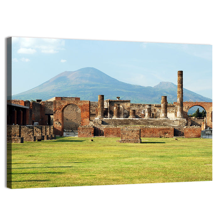 Pompeii Ruins with Mount Vesuvius Wall Art as a canvas print
