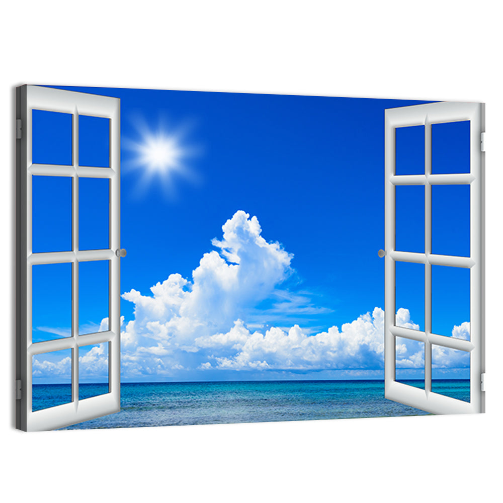 Seaside Window View Wall Art, canvas print, landscape