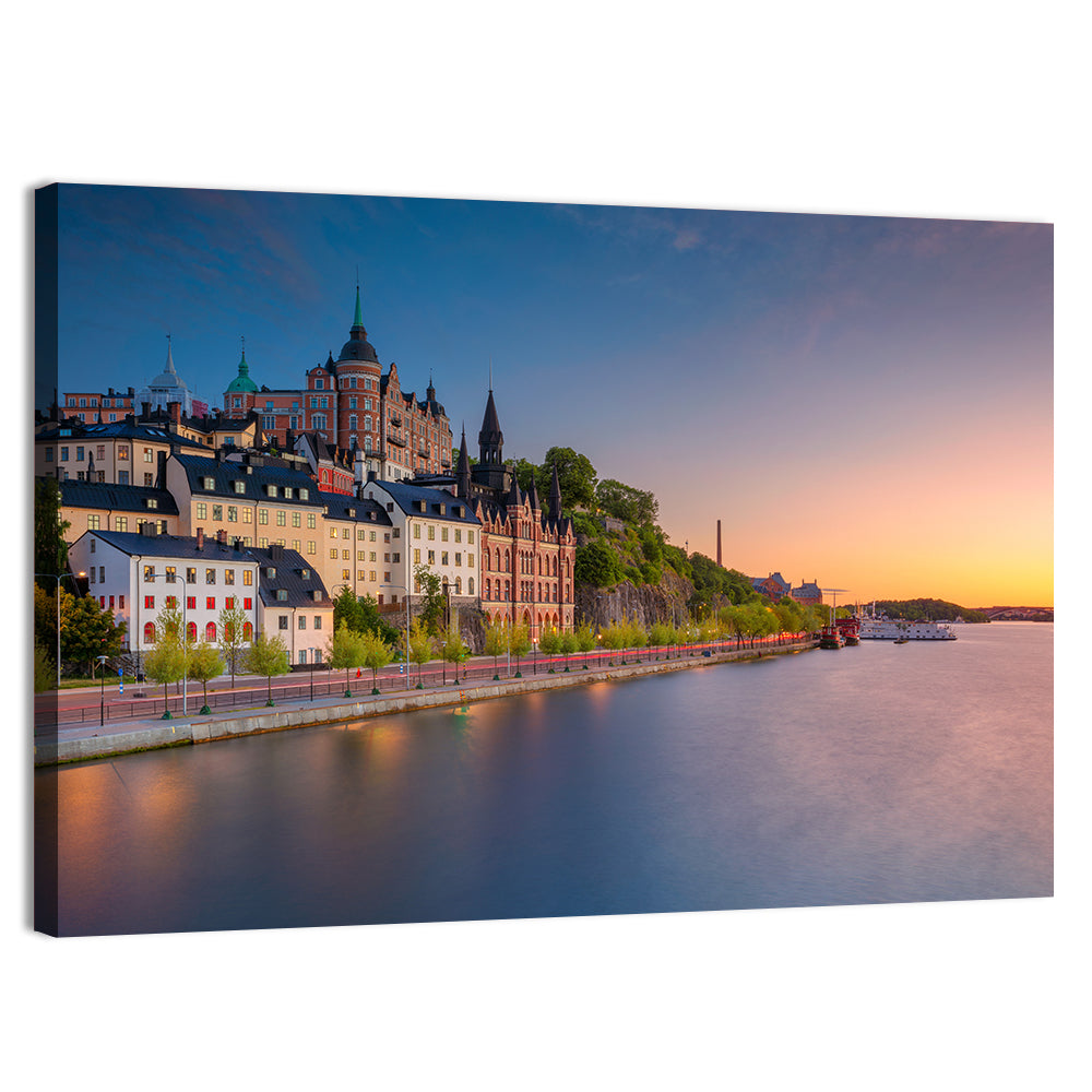 Stockholm Sunset Over Mariaberget Wall Art, canvas print, landscape