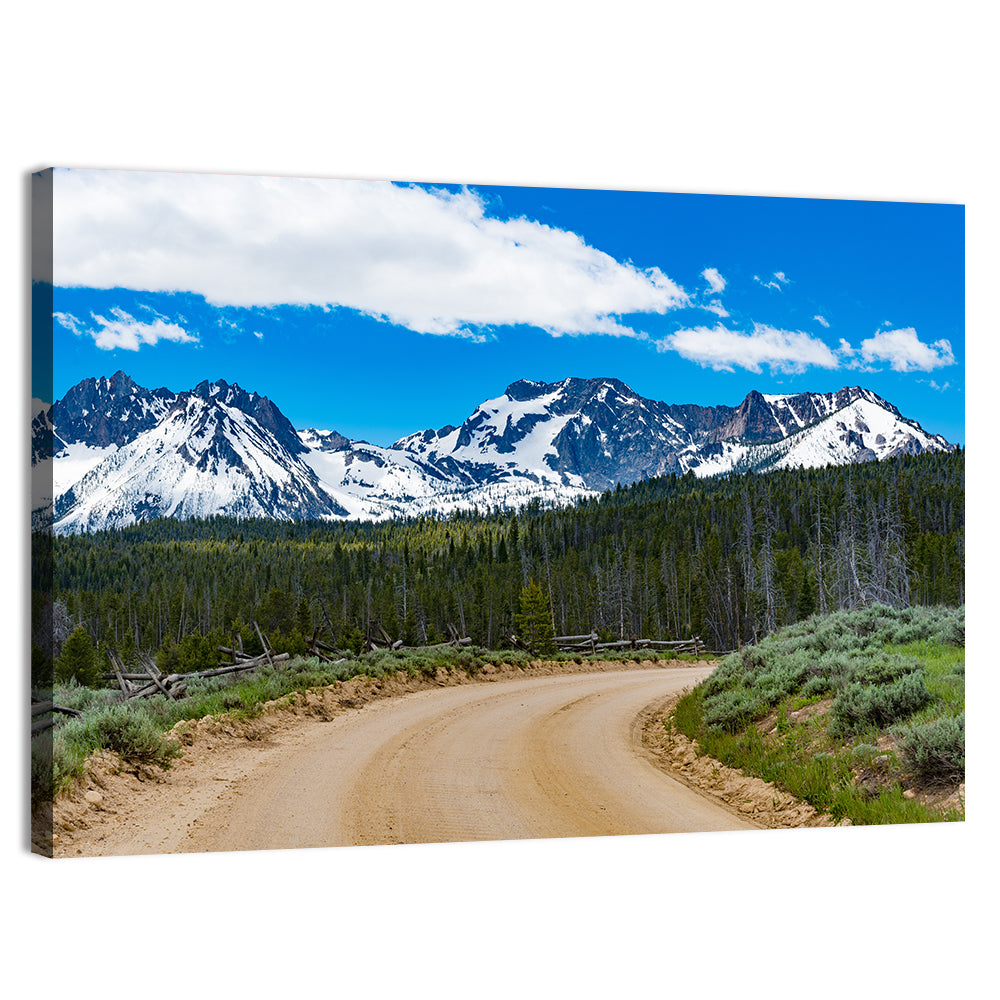 Sawtooth Byway Dirt Road, Idaho Wall Art, canvas print, landscape