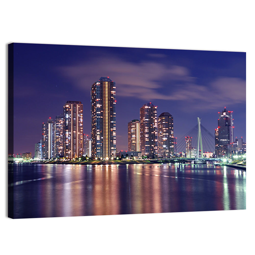 Tokyo Night Skyline Wall Art, canvas print, landscape