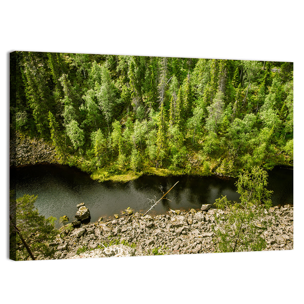 River Through Finnish Forest Wall Art, canvas print, landscape