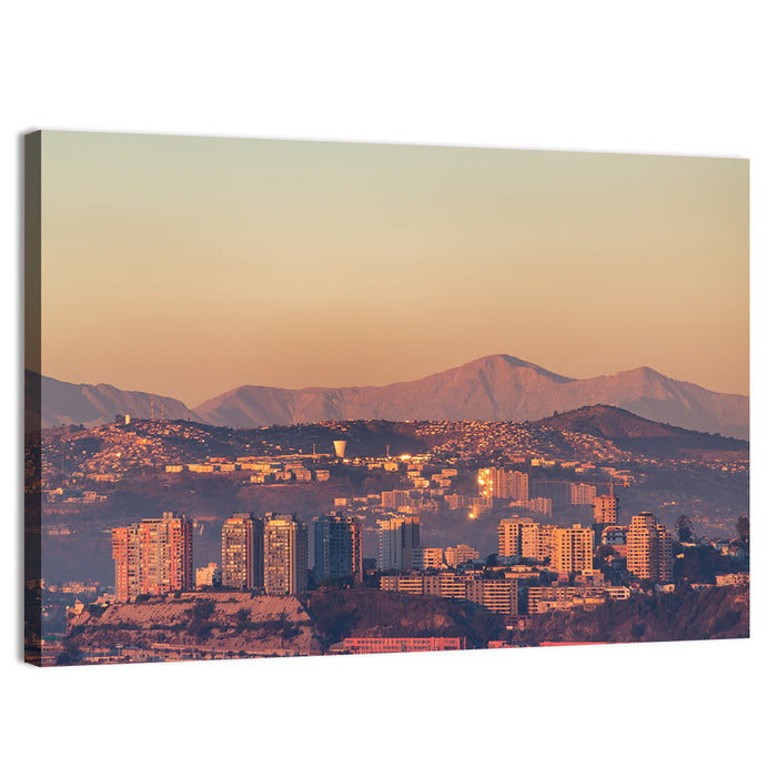 Valparaiso Hills at Golden Hour Wall Art as a canvas print